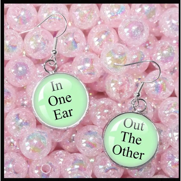 Bubble Style Fun Green and Silver Drop Earrings - Picture 3 of 4